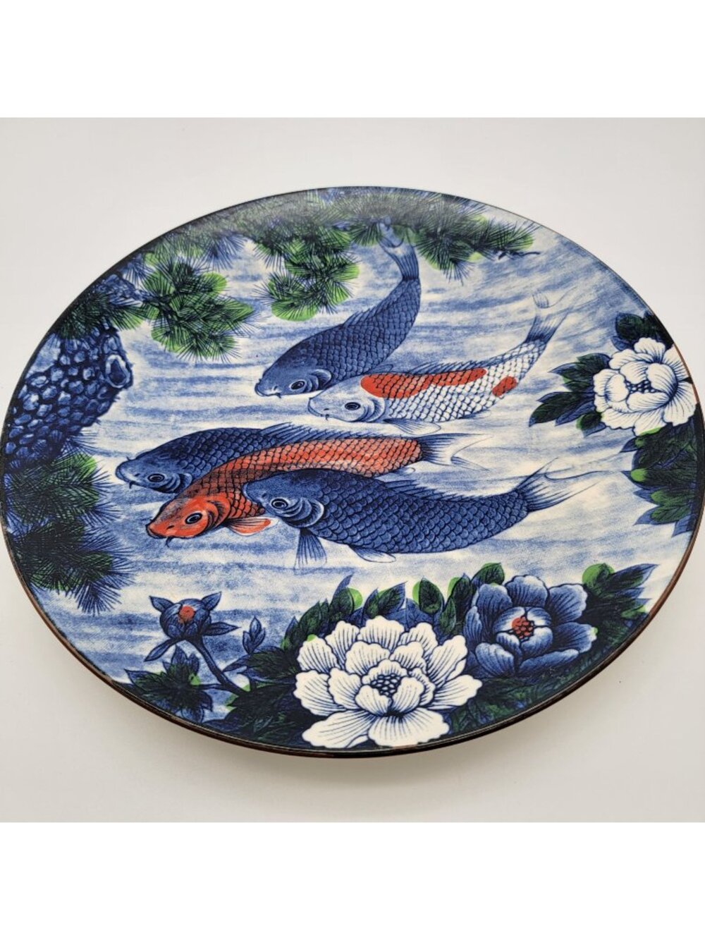 Vintage Sun Ceramics Koi Fish Porcelain Chop Plate